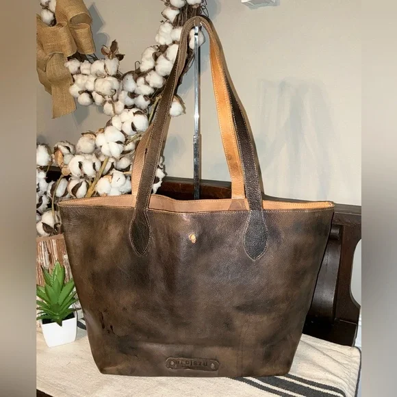 NWOT Bed Stu Leather Charlotte Reversible Shoulder Bag Tote Black Grey $255 - Picture 2 of 16